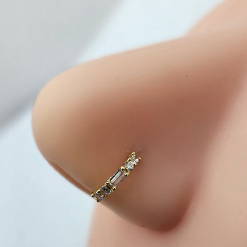 Stone Nose Hoop 14kt Solid Gold